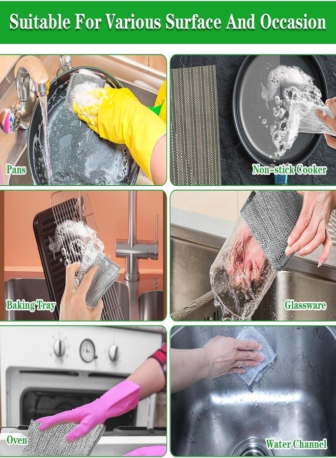 Crasts Multipurpose Wire Dishwashing Rags for Wet and Dry Stainless Steel, Scrubber Non-Scratch Wire Dishcloth for Washing Dishes Sinks Counters (Pack of 6) - Image 3